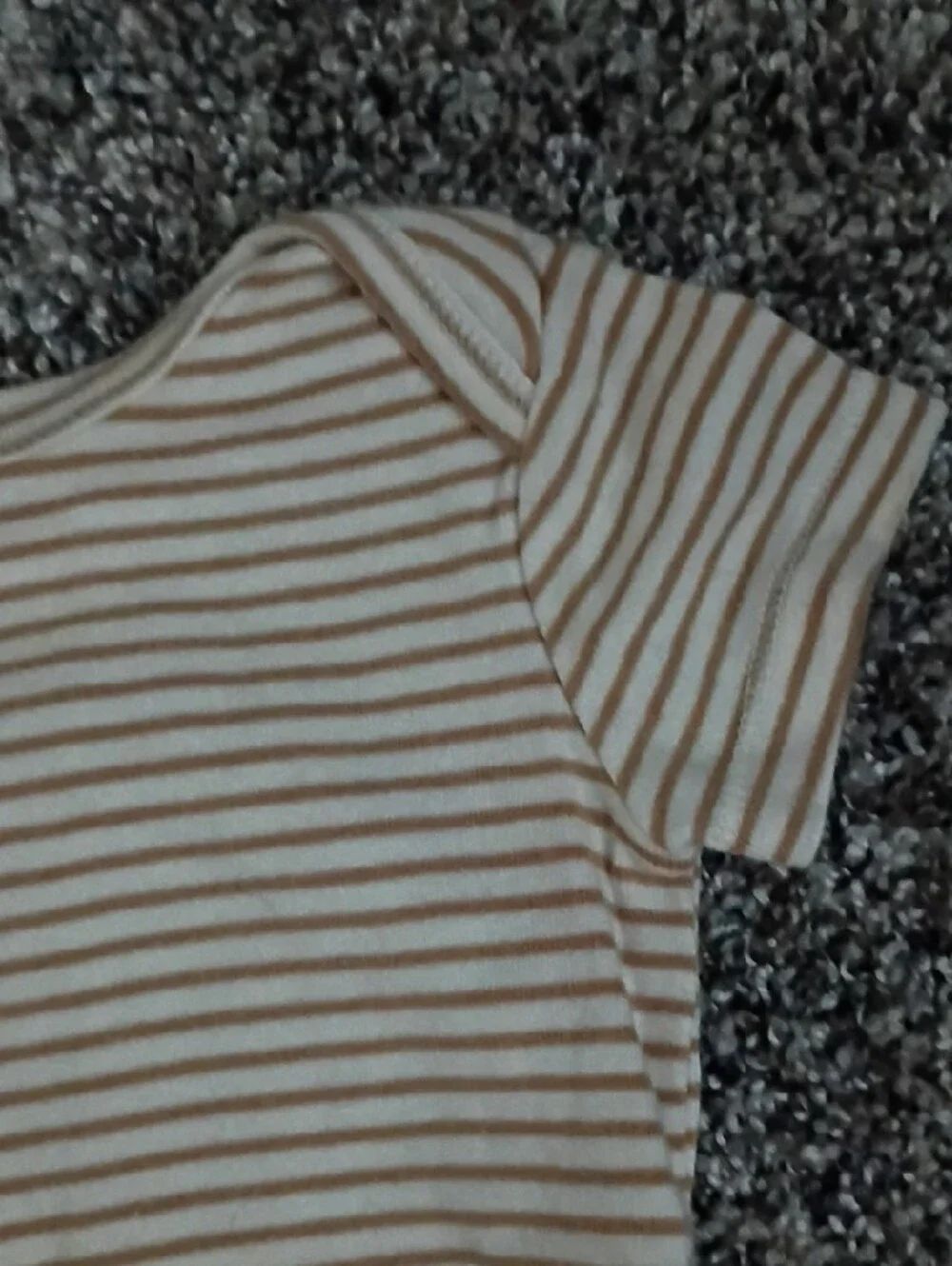 Old Navy Beige & White Striped Short-Sleeve Baby One-Piece